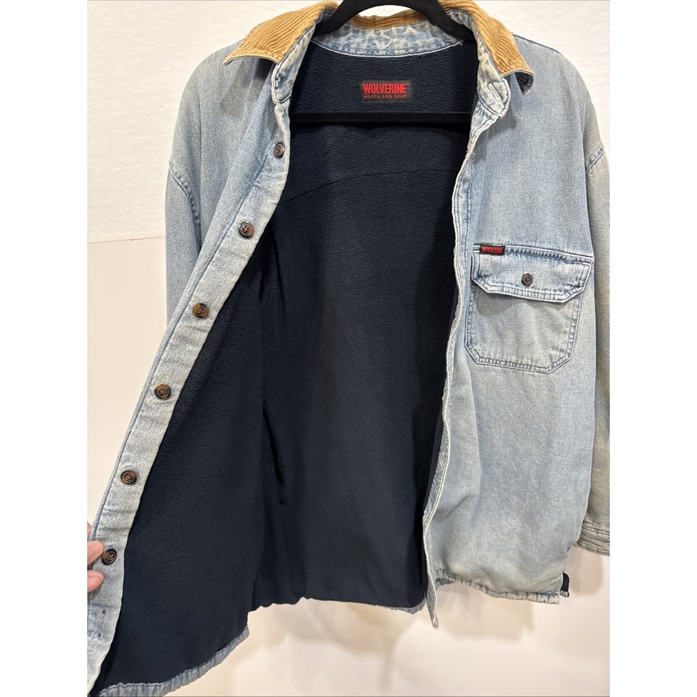 Wolverine Men's Distressed Lined Jean‎ Jacket Shirt Size: Fits Like A L Or XL - Picture 15 of 16